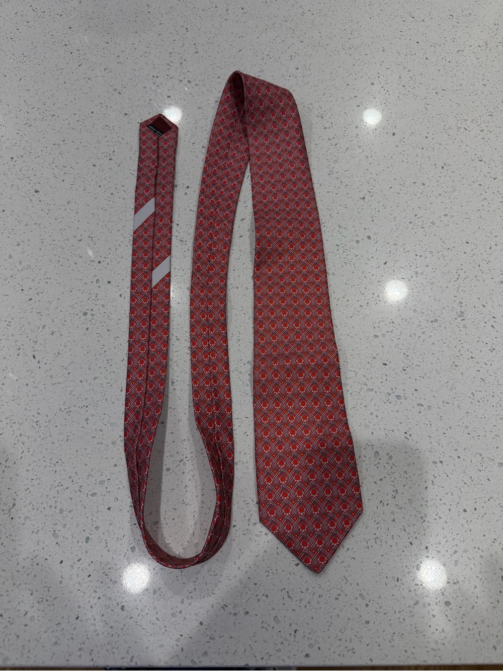 Salvatore Ferragamo Red Geometric Silk Tie
